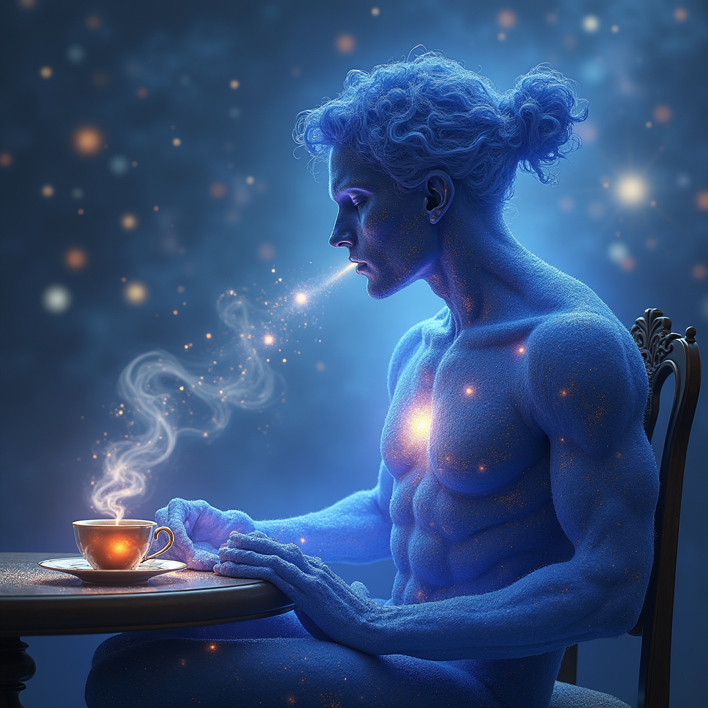 A mystical representation of the Gemini zodiac sign, featuring celestial elements and twin imagery.